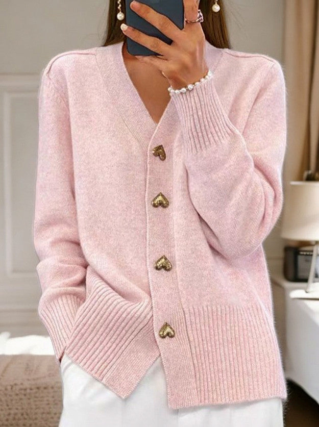 Knit Long Sleeve Button Cardigan