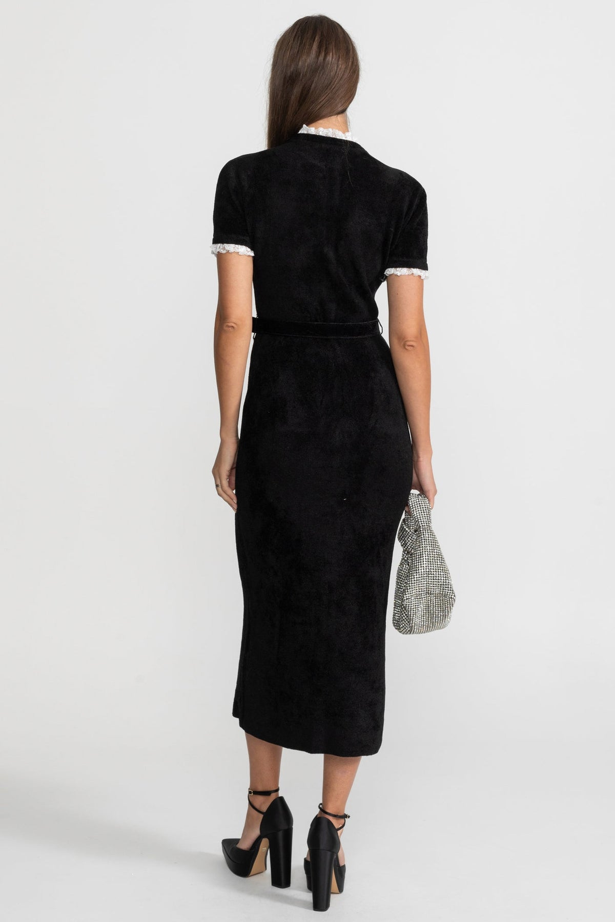 Velvet Short Sleeve Midi Dress