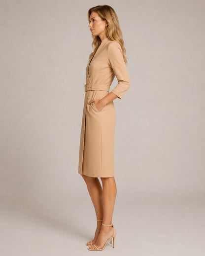 Belted Wrap Midi Dress