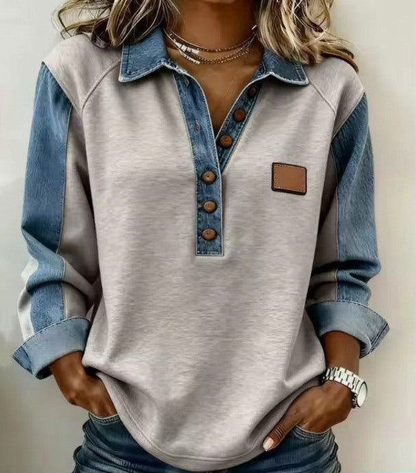 Cable Knit Half Button Long Sleeve Sweater