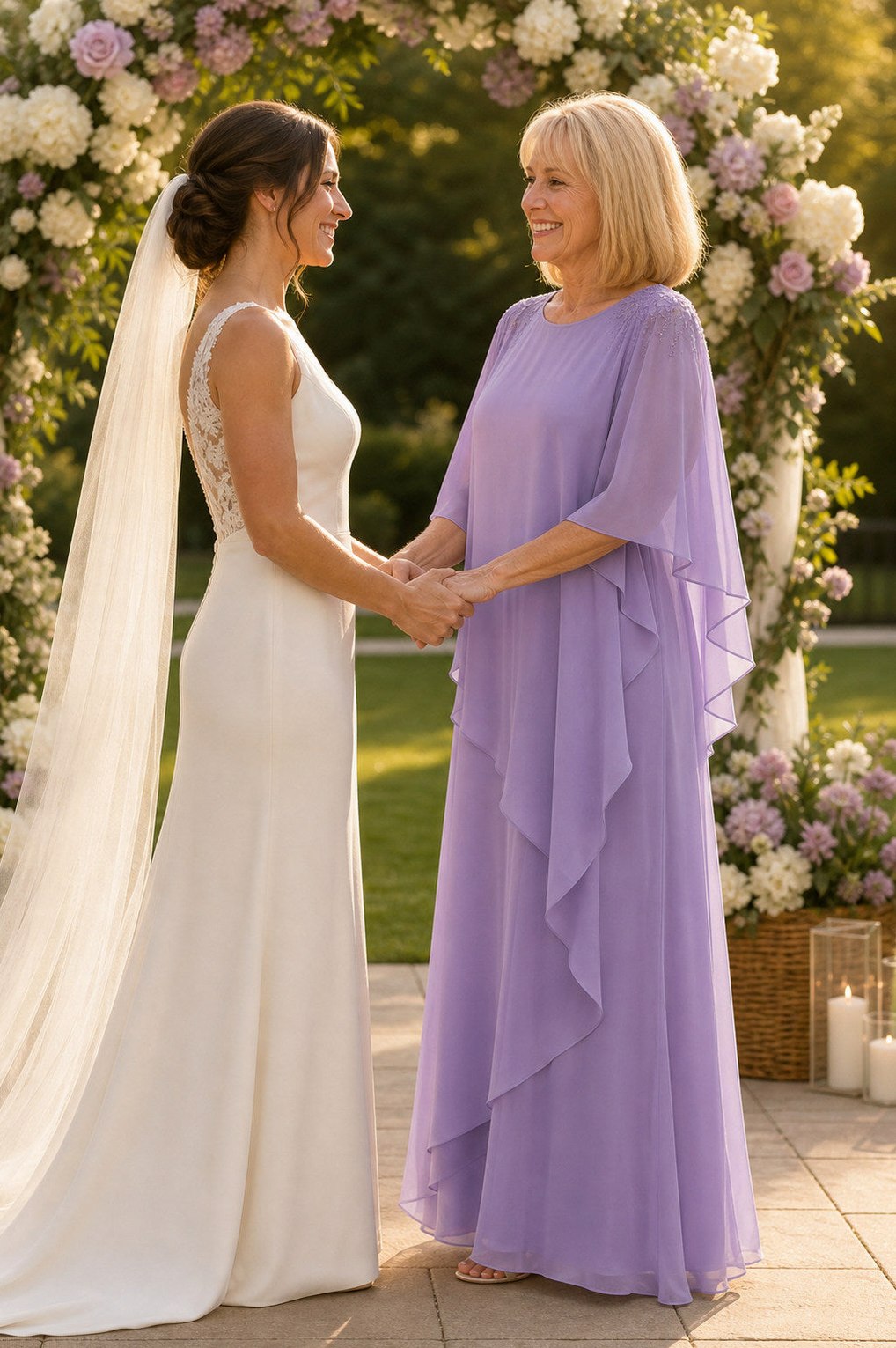 Chiffon Cape Sleeve Tiered Maxi Dress