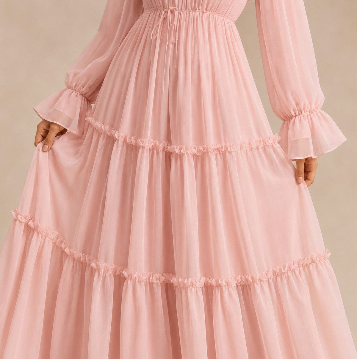 Chiffon High Neck Tiered Maxi Dress