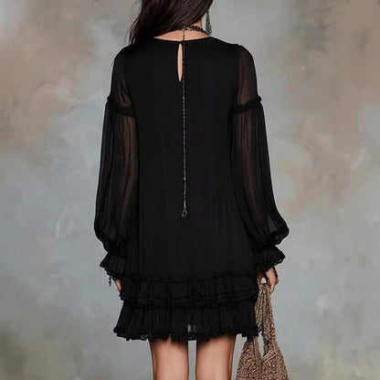 Chiffon Puff Sleeve Mini Dress
