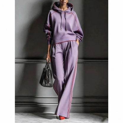 Contrast Trim Hooded Matching Set