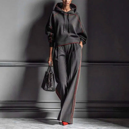 Contrast Trim Hooded Matching Set