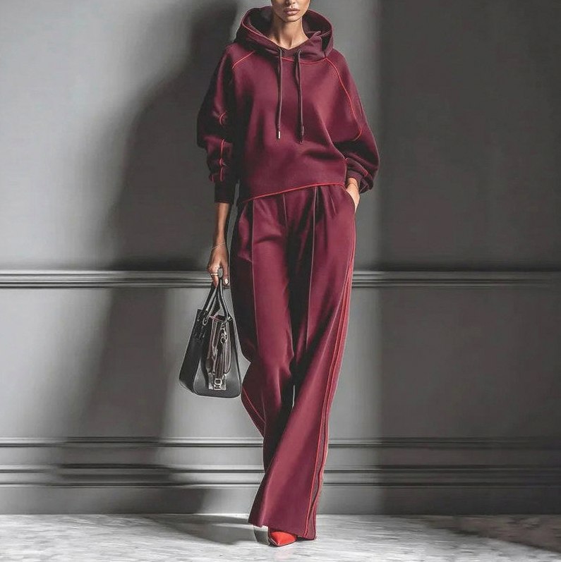 Contrast Trim Hooded Matching Set