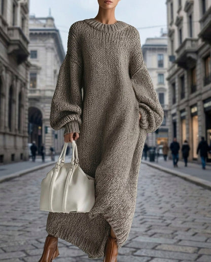 Crewneck Knit Maxi Sweater Dress