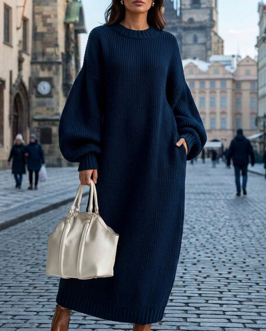 Crewneck Knit Maxi Sweater Dress