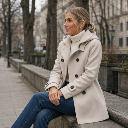 Double Breasted Hooded Long Sleeve Coat