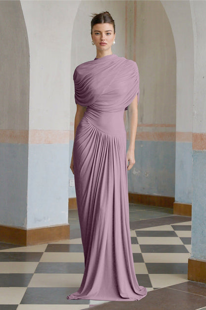 Draped Cap Sleeve Maxi Dress