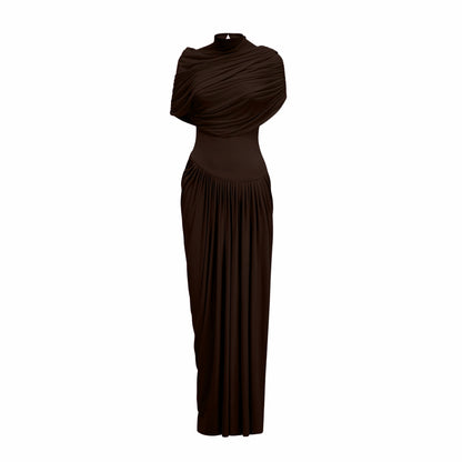 Draped Cap Sleeve Maxi Dress