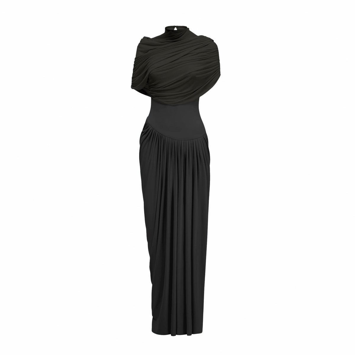 Draped Cap Sleeve Maxi Dress