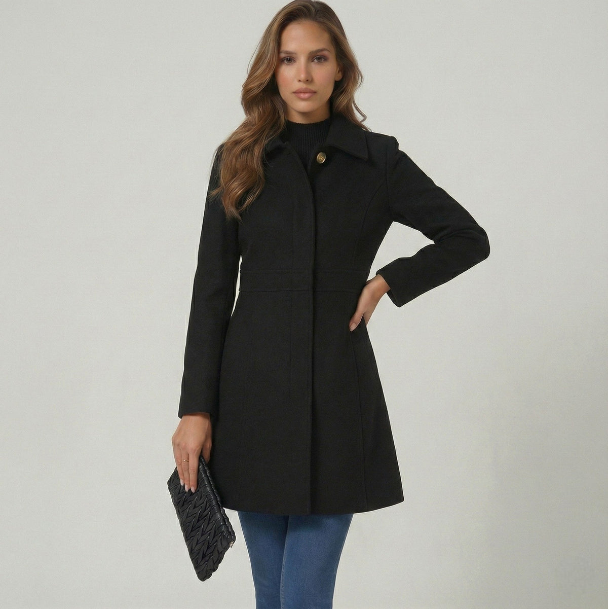 Fitted Collared Long Sleeve Coat