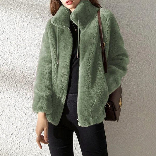 Fleece Zip Front Long Sleeve Jacket