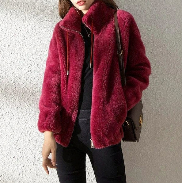 Fleece Zip Front Long Sleeve Jacket