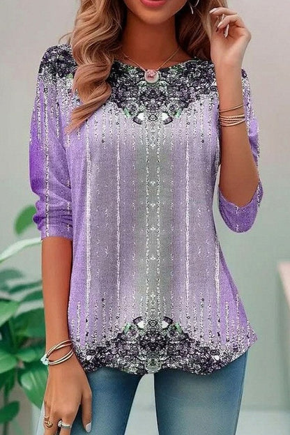 Geometric 3/4 Sleeve Tunic Top