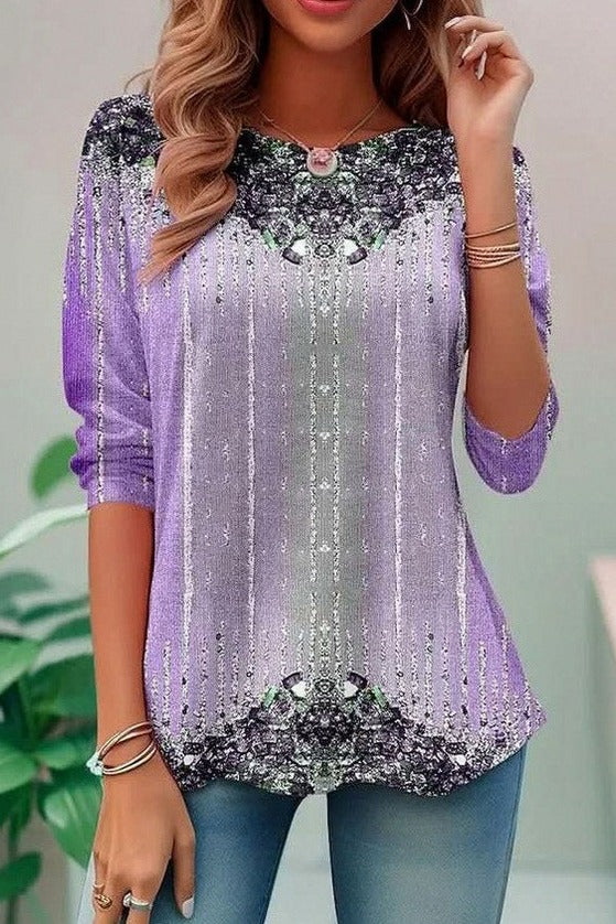 Geometric 3/4 Sleeve Tunic Top