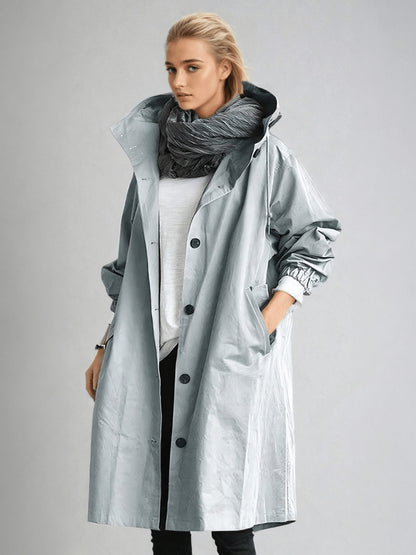 Hooded Long Sleeve Trench Coat