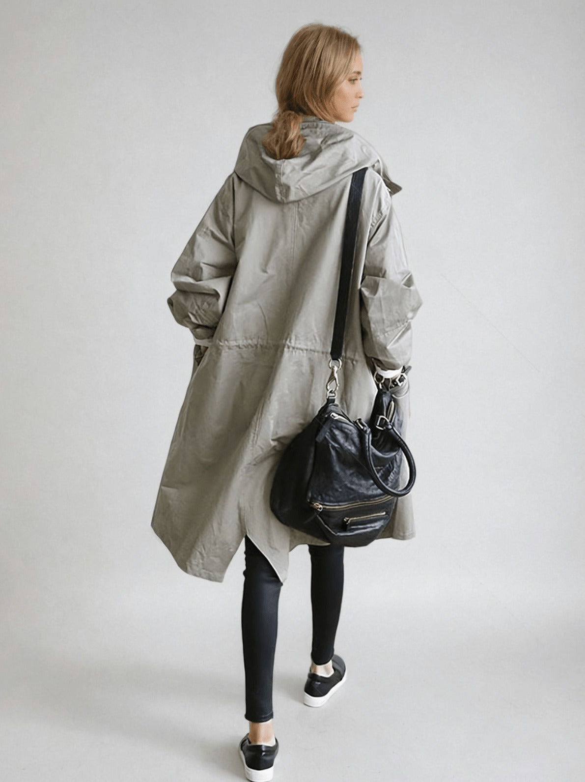 Hooded Long Sleeve Trench Coat
