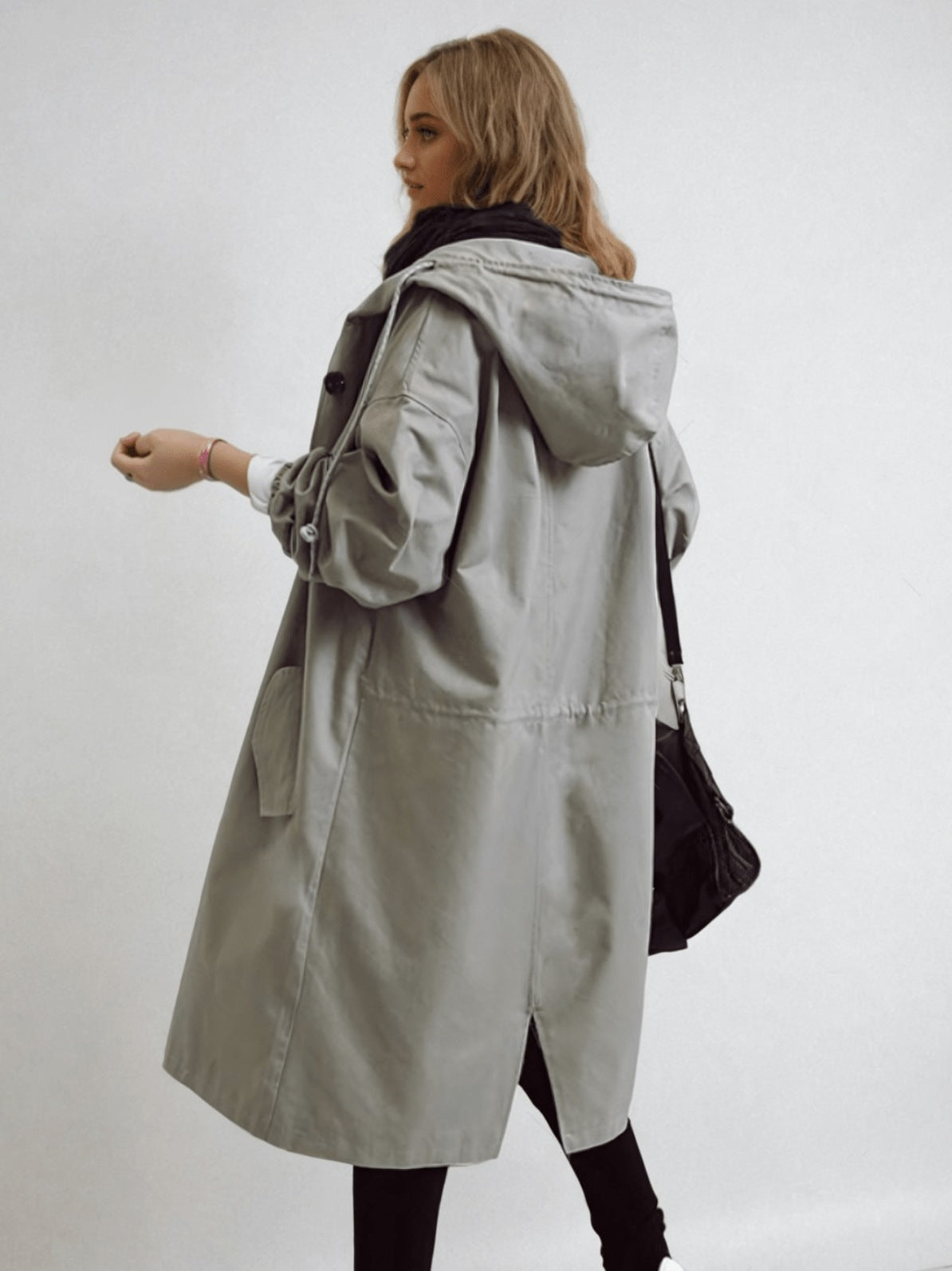 Hooded Long Sleeve Trench Coat