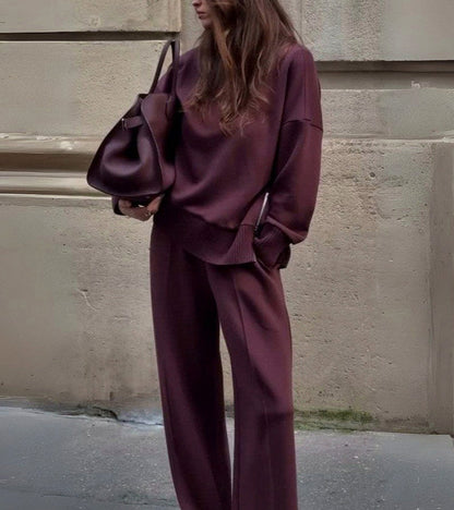 Knit Crewneck Two Piece Set
