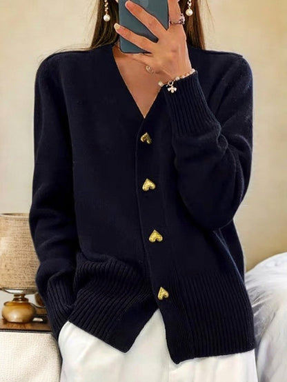 Knit Long Sleeve Button Cardigan