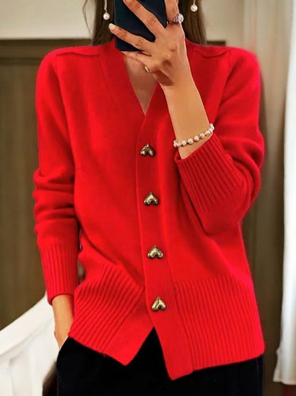 Knit Long Sleeve Button Cardigan