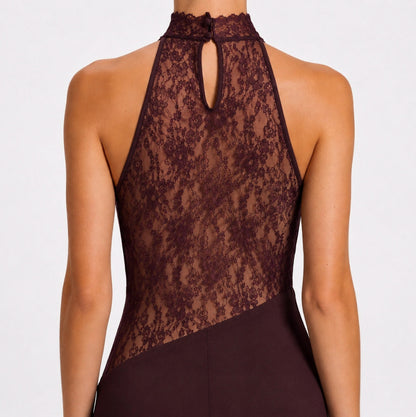 Lace Cowl Neck Cutout Maxi Dress