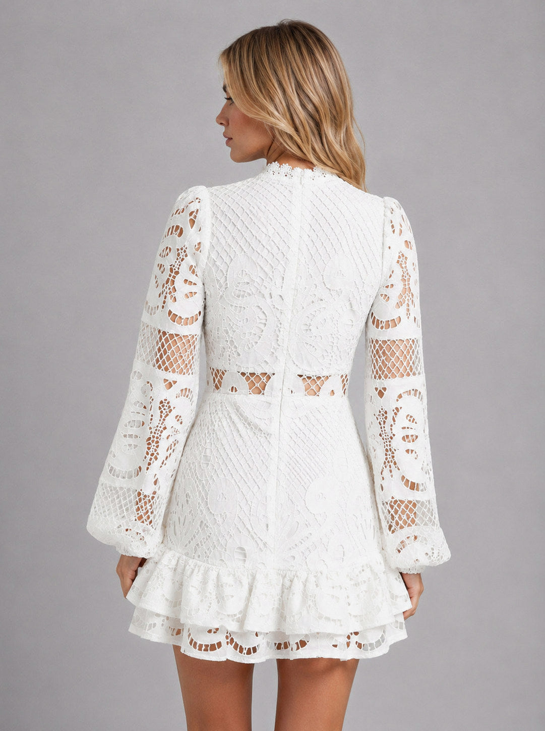 Lace High Neck Mini Dress
