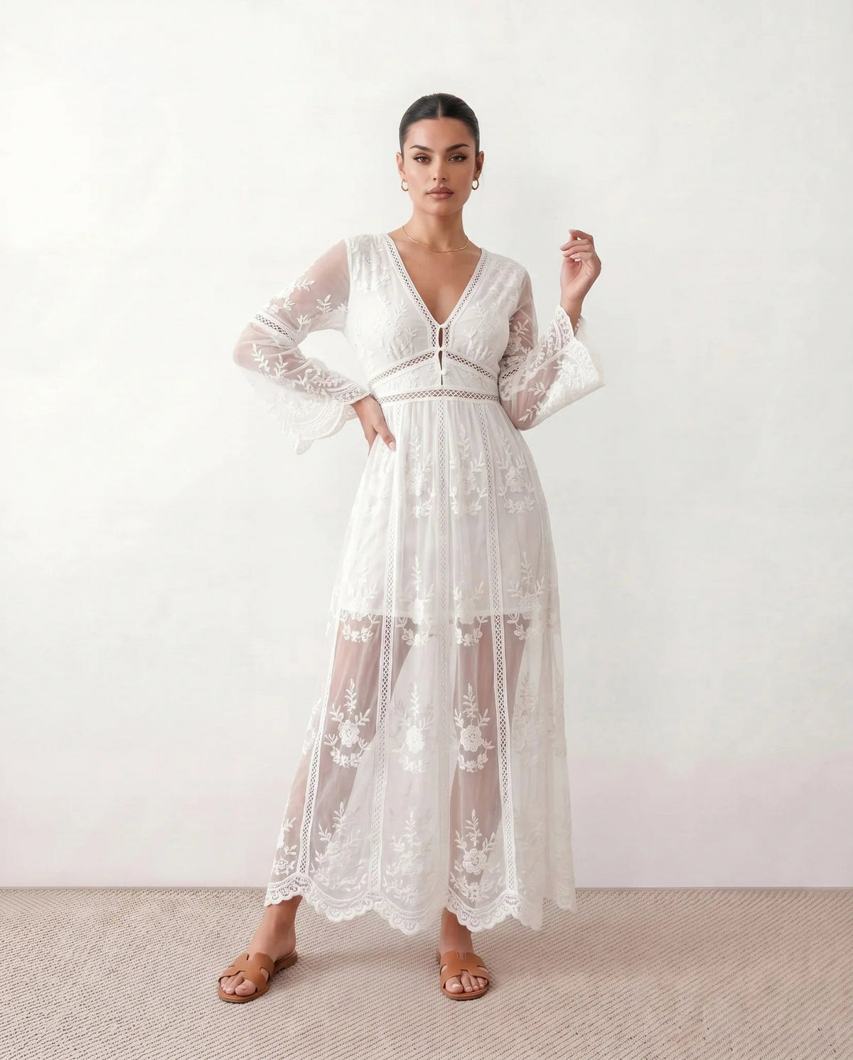 Lace Long Sleeve Maxi Dress