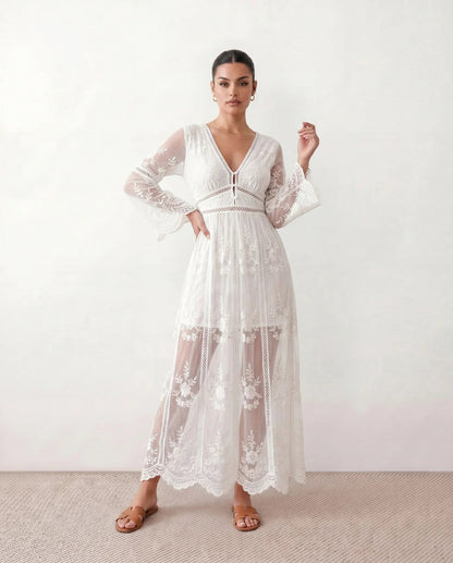 Lace Long Sleeve Maxi Dress