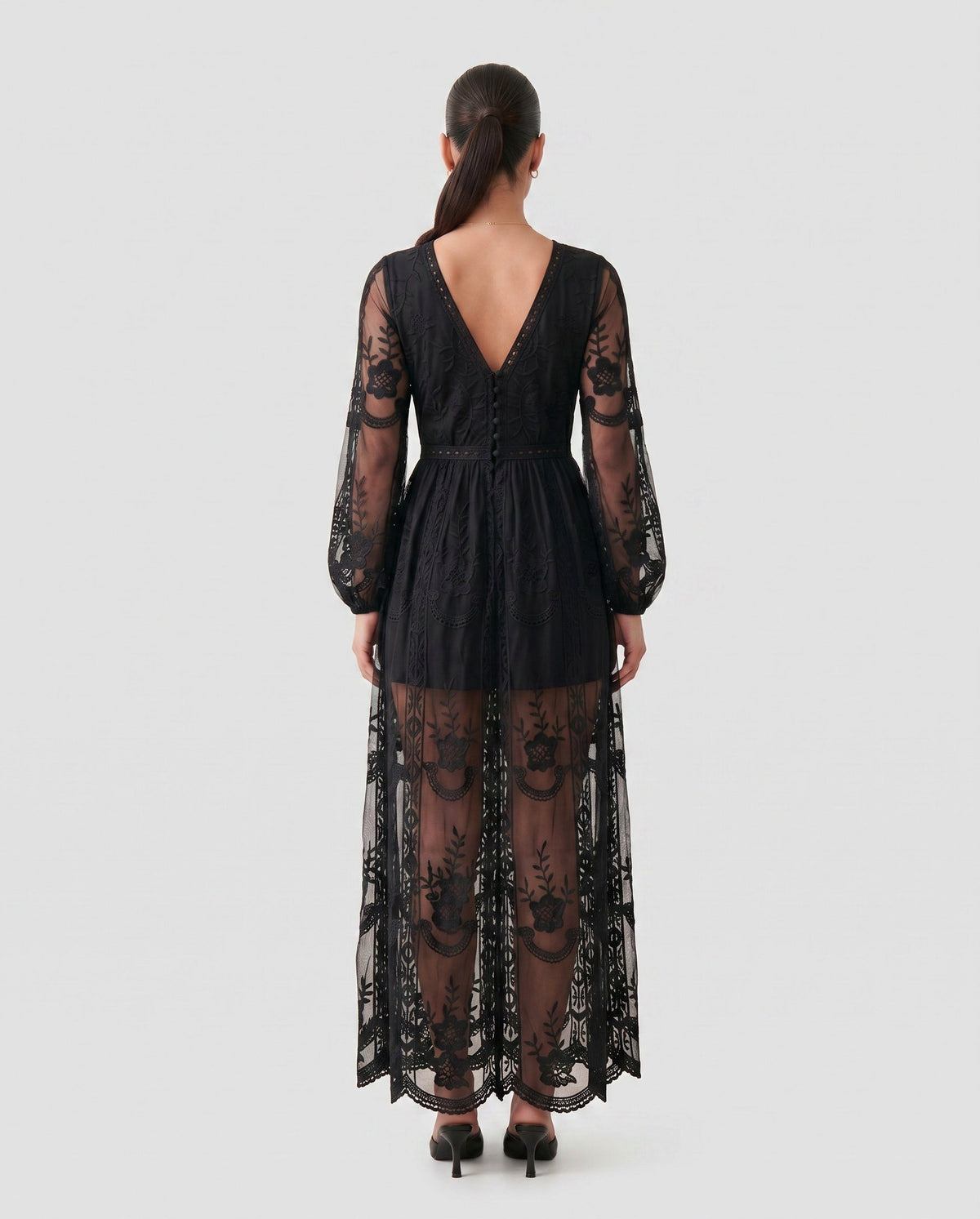 Lace Long Sleeve Maxi Dress