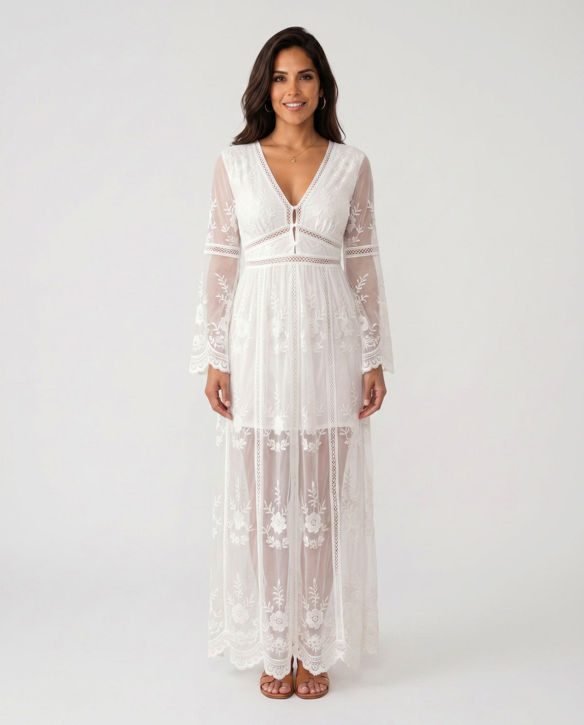 Lace Long Sleeve Maxi Dress