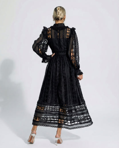 Lace Long Sleeve Midi Dress