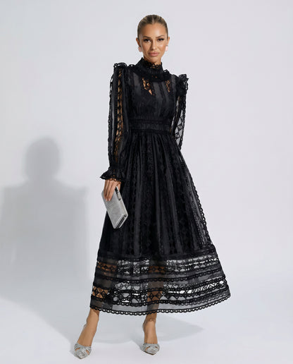 Lace Long Sleeve Midi Dress