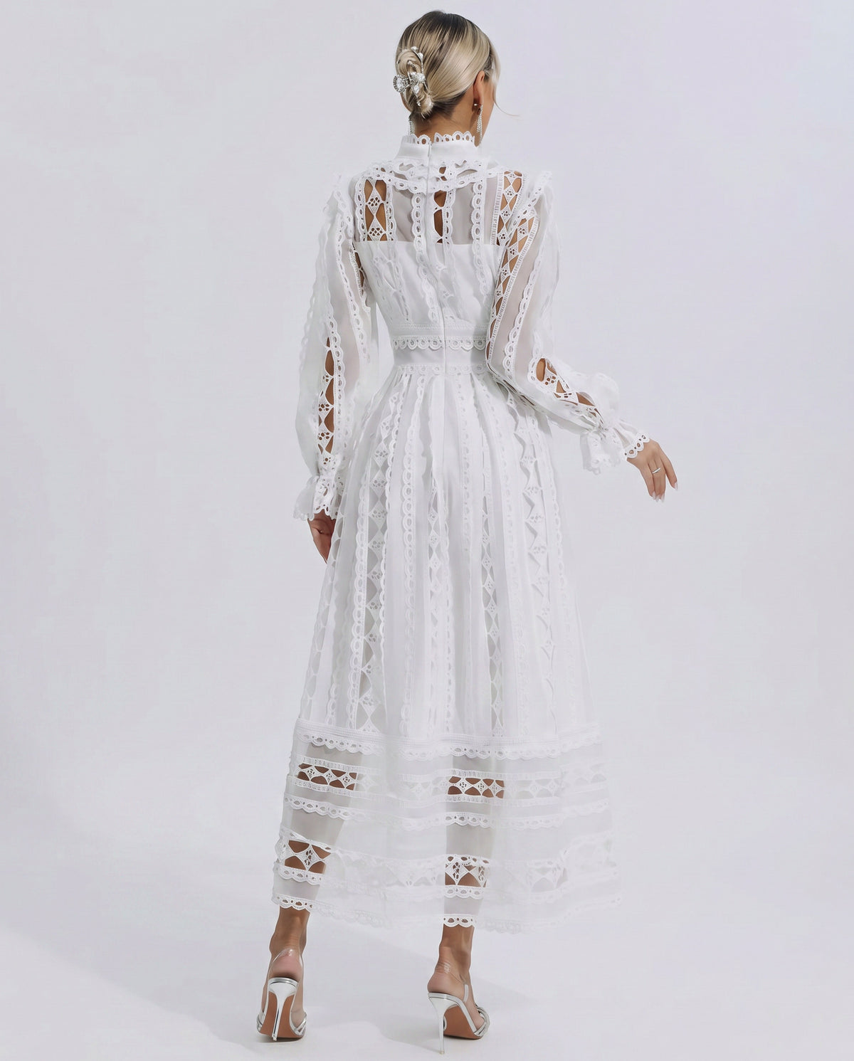 Lace Long Sleeve Midi Dress