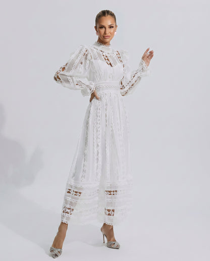 Lace Long Sleeve Midi Dress