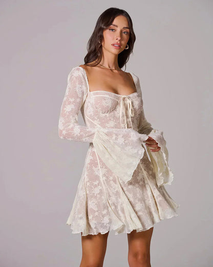 Lace Long Sleeve Mini Dress