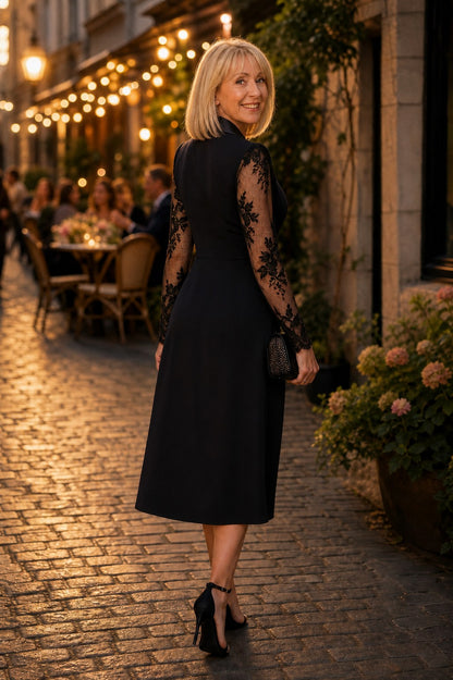 Lace Long Sleeve Wrap Blazer Dress