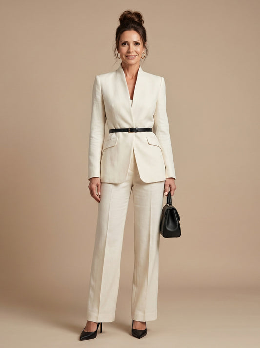 Long Sleeve Belted Blazer Matching Set