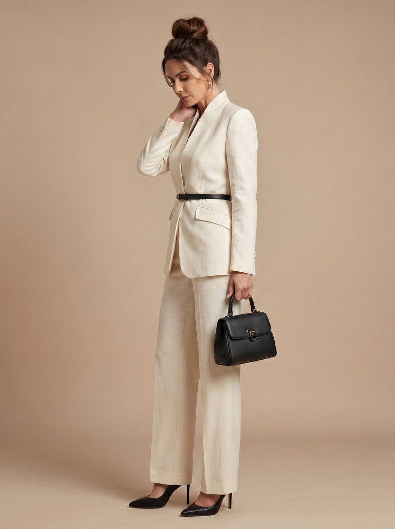 Long Sleeve Belted Blazer Matching Set