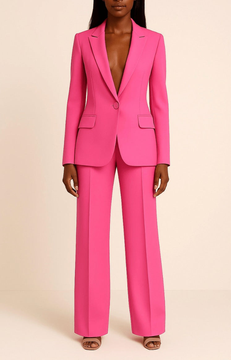 Long Sleeve Blazer and Wide Leg Pants Set