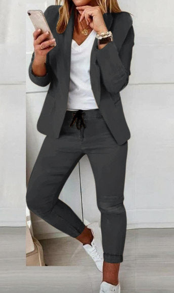 Long Sleeve Blazer Two Piece Set