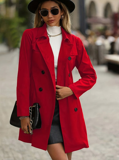 Long Sleeve Button Front Trench Coat