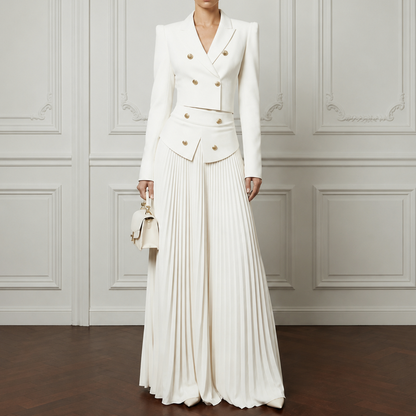 Long Sleeve Double Breasted Blazer Maxi Set