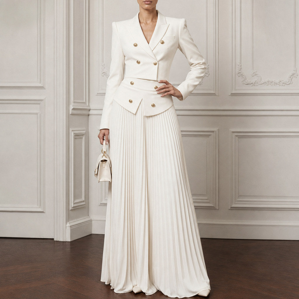 Long Sleeve Double Breasted Blazer Maxi Set