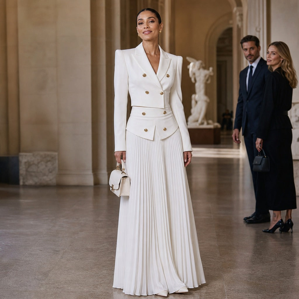 Long Sleeve Double Breasted Blazer Maxi Set