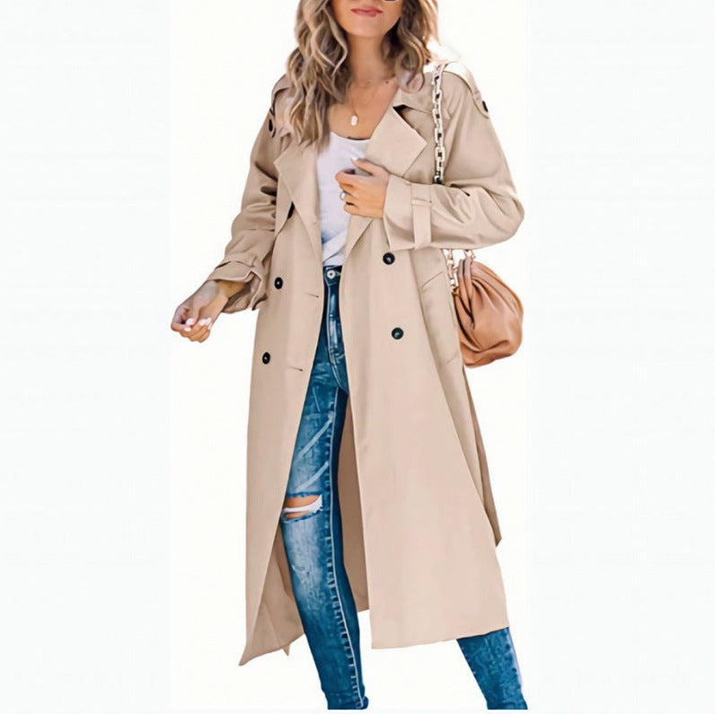 Long Sleeve Lapel Trench Coat