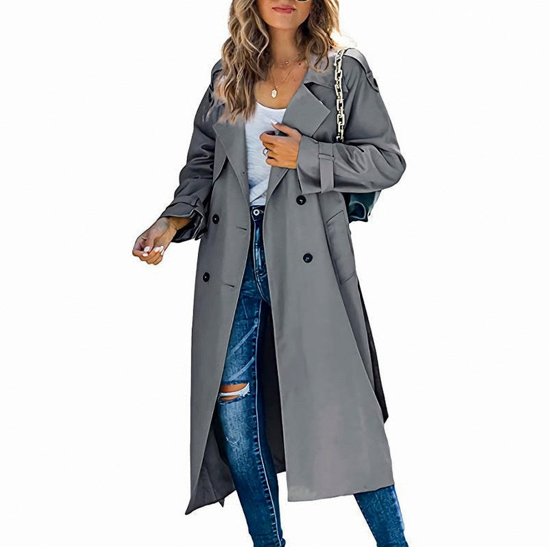 Long Sleeve Lapel Trench Coat