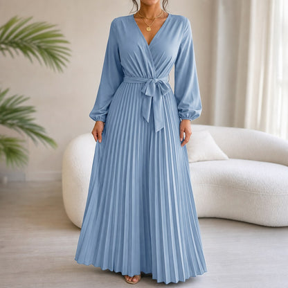 Long Sleeve Pleated Maxi Dress